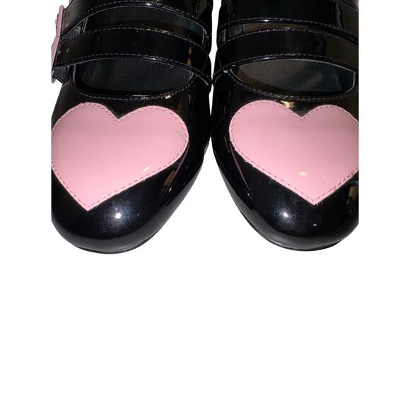 Strange Cvlt Eloise Heart Heels in black and pink size 8 - Picture 2 of 10